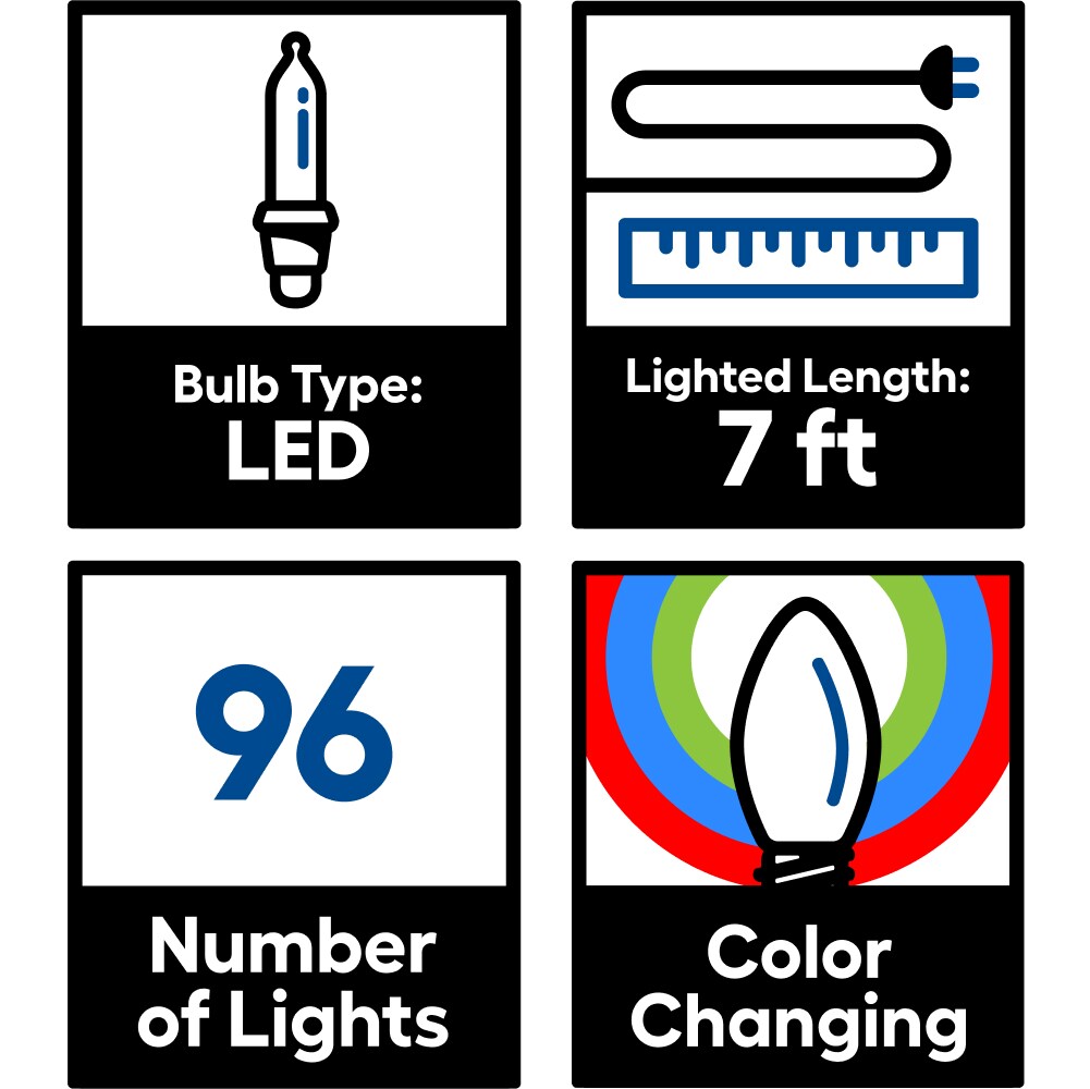 GE Color Choice 96-Count Multi-function Color-Changing Mini LED Plug-In Christmas Icicle Lights (Snowflake, 8-Count, 7-ft)