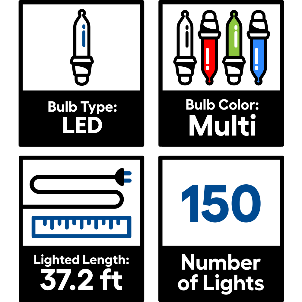 GE StayBright 150-Count 37.2-ft Multicolor LED Plug-In Christmas String Lights