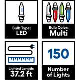 GE StayBright 150-Count 37.2-ft Multicolor LED Plug-In Christmas String Lights