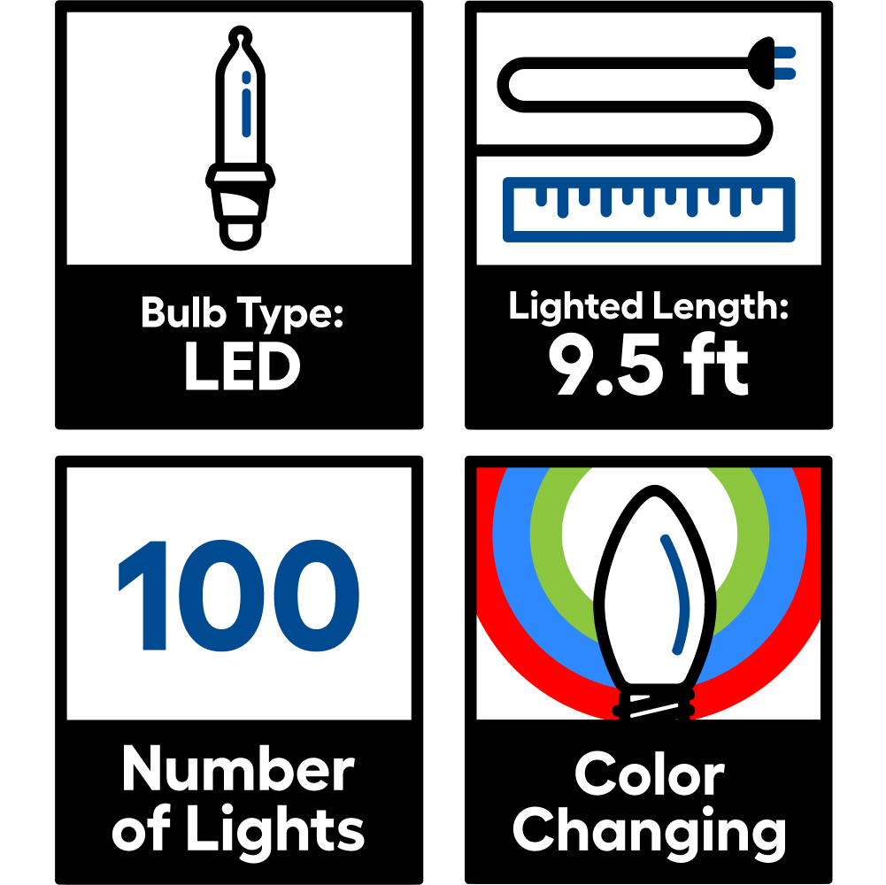 GE Color Choice 20-Count Multi-function Color-Changing Mini LED Plug-In Christmas Icicle Lights