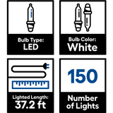 GE StayBright 150-Count 37.2-ft Warm White LED Plug-In Christmas String Lights