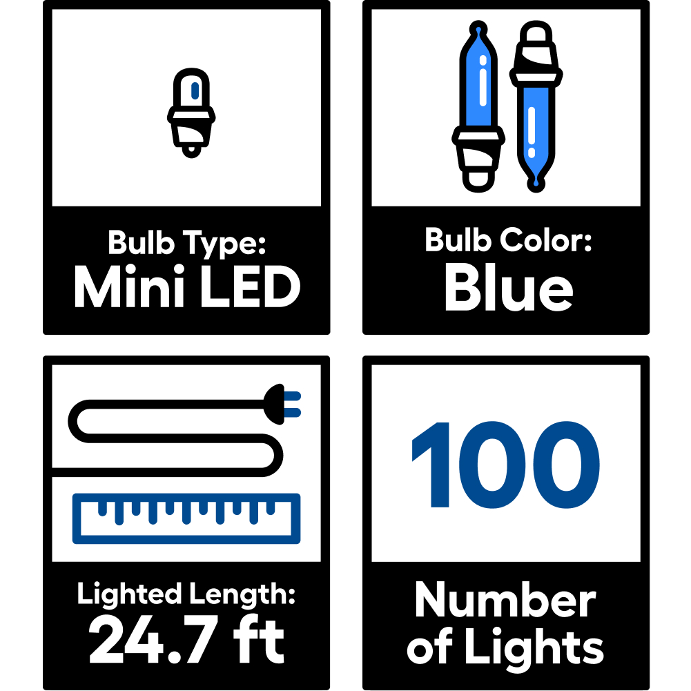 GE StayBright 100-Count 24.7-ft Blue LED Plug-In Christmas String Lights