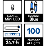 GE StayBright 100-Count 24.7-ft Blue LED Plug-In Christmas String Lights