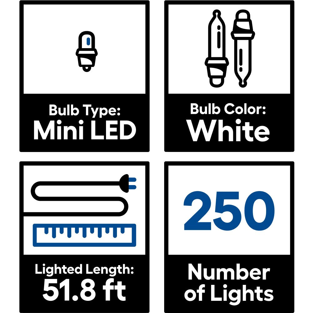 GE StayBright 250-Count 51.8-ft Warm White LED Plug-In Christmas String Lights