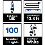 GE StayBright 100-Count Sparkling White Mini LED Plug-In Christmas Icicle Lights, Warm White, 10.8-ft Lighted Length
