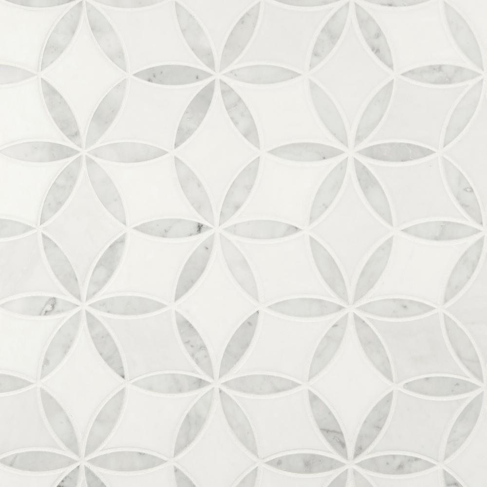 La Fleur 9.92 in. x 8.9 in. x 8mm Polished Marble Mesh-Mounted Mosaic Tile (6.2 sq. ft. / Case) - Super Arbor