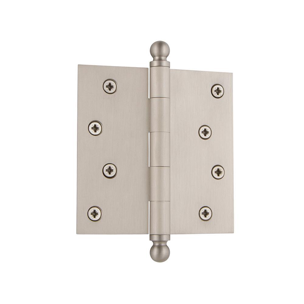 4 in. Ball Tip Residential Hinge with Square Corners in Antique Brass - Super Arbor