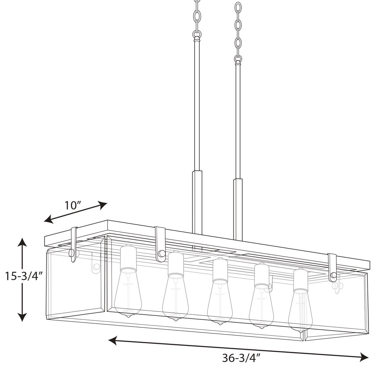 Progress Lighting Glayse 5-Light Antique Bronze Modern/Contemporary Clear Glass Linear Large Hanging Kitchen Island Light