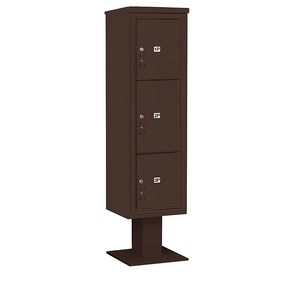 3400 Horizontal Series 3-Parcel Locker Pedestal Mount Mailbox - Super Arbor