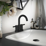 Jacuzzi Duncan Matte Black 2-Handle 4-in Centerset WaterSense Bathroom Sink Faucet with Drain