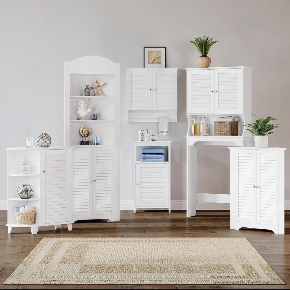 Ellsworth 18 in. L x 31-1/4 in. H x 25-1/2 in. H Freestanding MDF 3-Shelf Corner Cabinet in White - Super Arbor