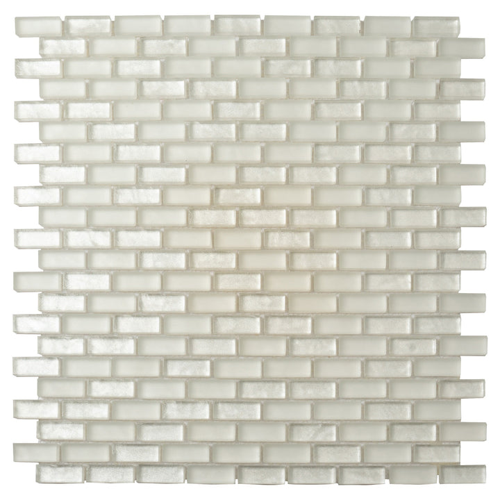 Apollo Tile (Sample) Winterland White 4-in x 4-in Multi-finish Glass Brick Mosaic Floor and Wall Tile