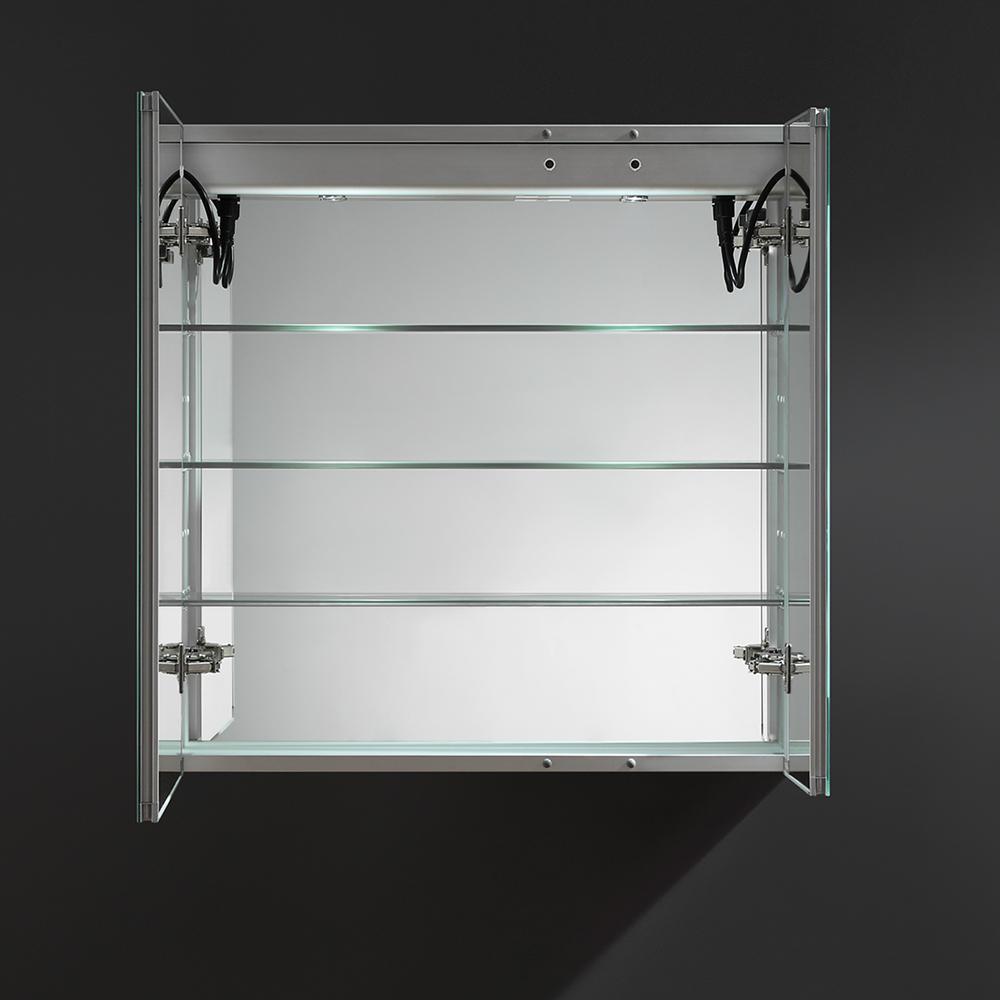 Tiempo 30 in. W x 30 in. H Recessed or Surface Mount Medicine Cabinet with LED Lighting and Mirror Defogger - Super Arbor