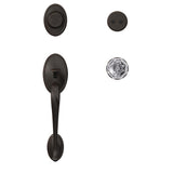 Wakefield Aged Bronze Dummy Door Handleset with Alexandria Glass Door Knob and Alden Trim - Super Arbor