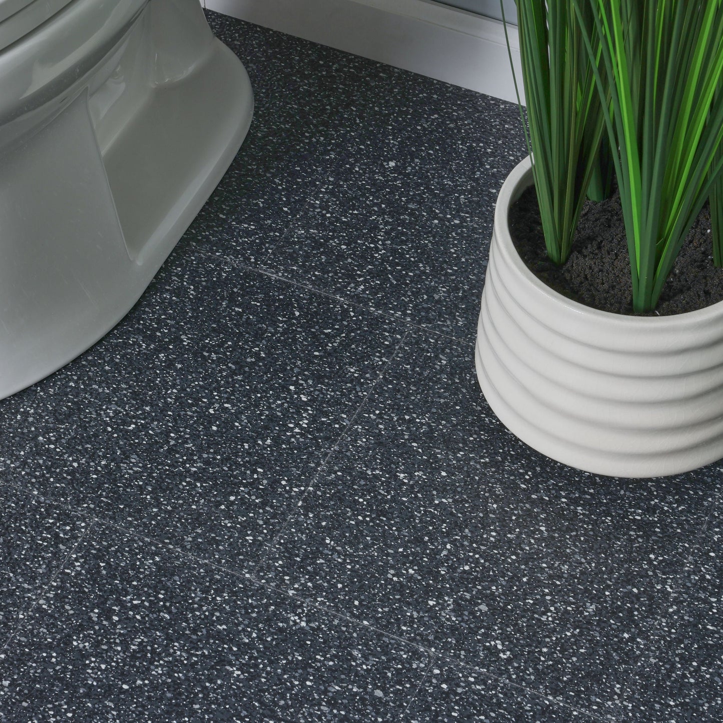 Armstrong Flooring Safety Zone VCT Slate Black 12-in x 12-in Commercial Vinyl Tile Flooring