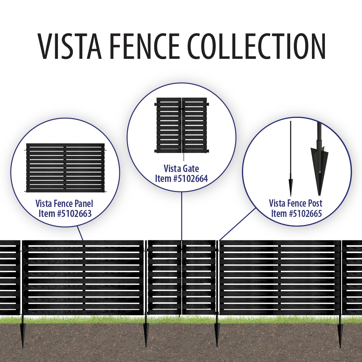 YARDLINK 3.8-ft x 3.5-ft Black Flat-top Board-on-board No Dig Decorative Wood Fence Gate