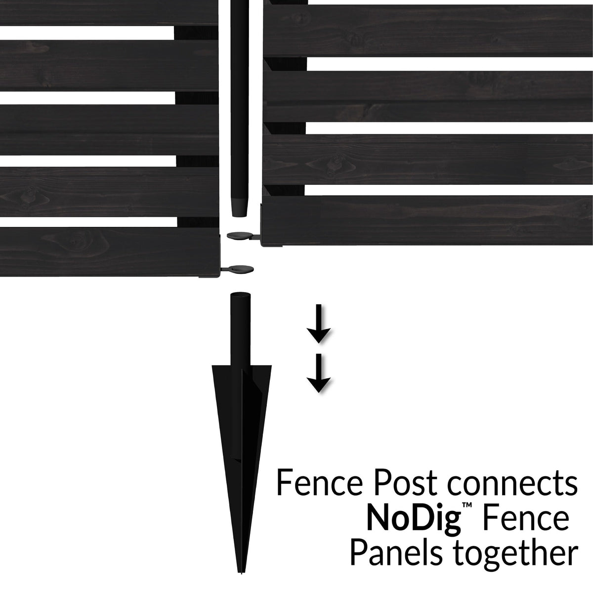 YARDLINK Vista 5-ft H x 2-in W Black Steel Decorative Metal Flat-top No Dig Decorative Universal Fence Post