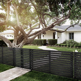 YARDLINK 3.8-ft x 3.5-ft Black Flat-top Board-on-board No Dig Decorative Wood Fence Gate