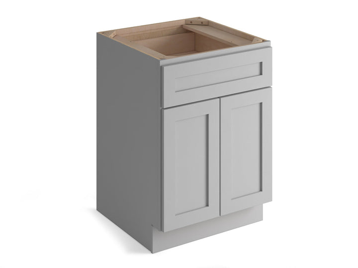 Valleywood Cabinetry Proper Gray 24-in W x 34.5-in H x 24-in D Proper Gray Birch 1-Drawer Base Ready To Assemble Plywood Cabinet (Flat Panel Shaker Style)