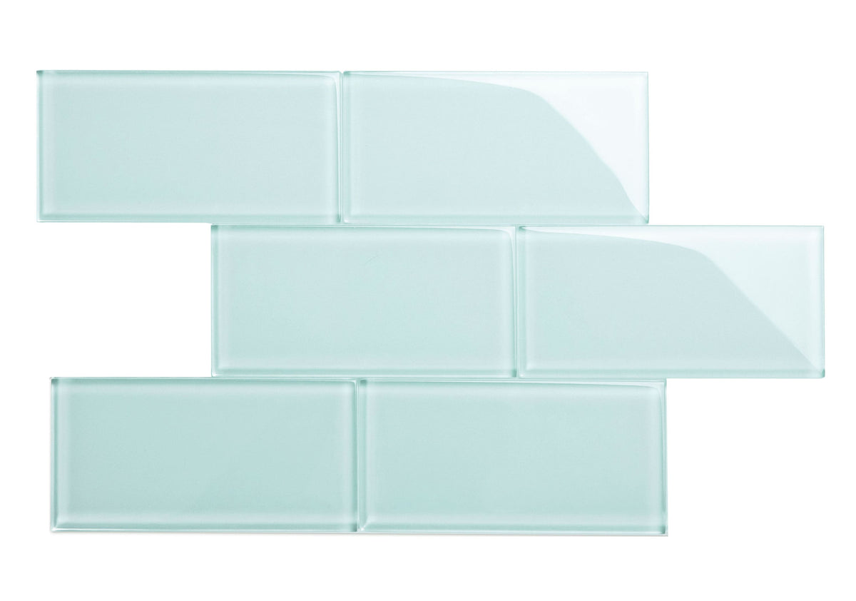 Giorbello Classic Premium Baby Blue 6-in x 12-in Glossy Glass Subway Wall Tile (5-sq. ft/ Carton)
