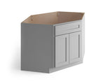 Valleywood Cabinetry Proper Gray 42-in W x 34.5-in H x 24-in D Proper Gray Birch Diagonal Corner Base Ready To Assemble Plywood Cabinet (Flat Panel Shaker Style)