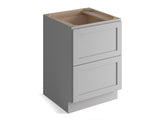 Valleywood Cabinetry Proper Gray 30-in W x 34.5-in H x 24-in D Proper Gray Birch 2-Drawer Base Ready To Assemble Plywood Cabinet (Flat Panel Style)