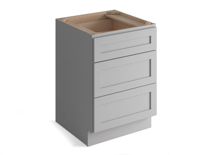 Valleywood Cabinetry Proper Gray 30-in W x 34.5-in H x 24-in D Proper Gray Birch 3-Drawer Base Ready To Assemble Plywood Cabinet (Flat Panel Style)