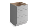 Valleywood Cabinetry Proper Gray 27-in W x 34.5-in H x 24-in D Proper Gray Birch 3-Drawer Base Ready To Assemble Plywood Cabinet (Flat Panel Style)