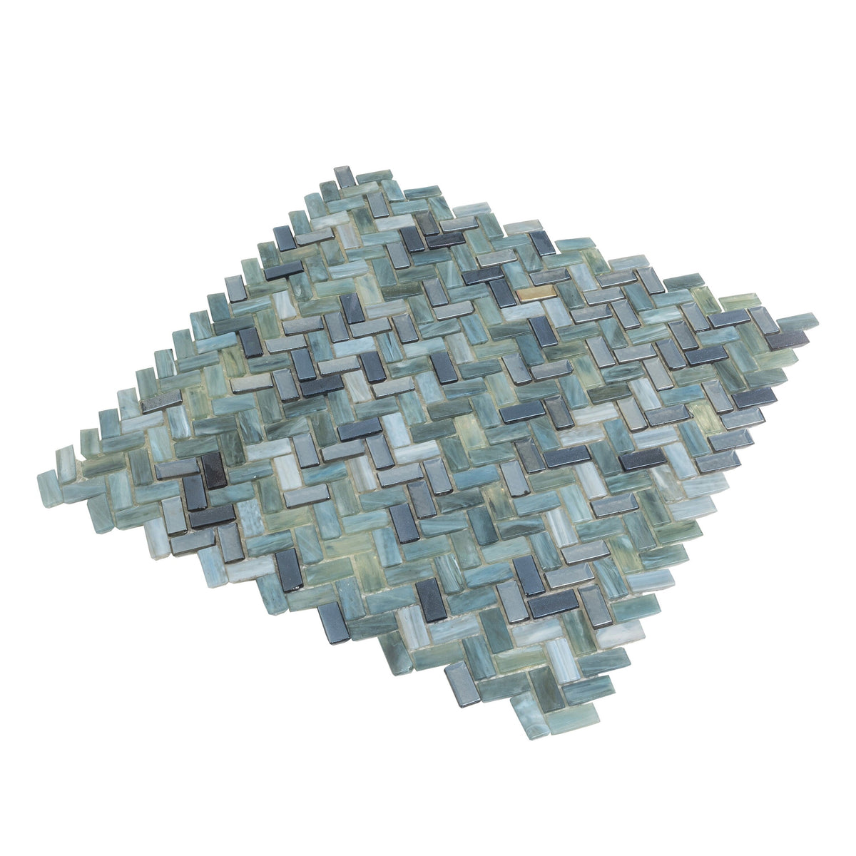 Apollo Tile (Sample) Majeste Dark Gray 4-in x 4-in Matte Glass Herringbone Mosaic Floor and Wall Tile
