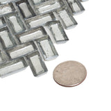 Apollo Tile Majeste Silver 12-in x 12-in Matte Glass Herringbone Patterned Wall Tile (9.75-sq. ft/ Carton)