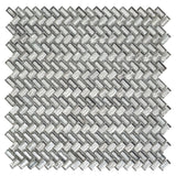 Apollo Tile (Sample) Majeste Silver 4-in x 4-in Matte Glass Herringbone Patterned Floor and Wall Tile