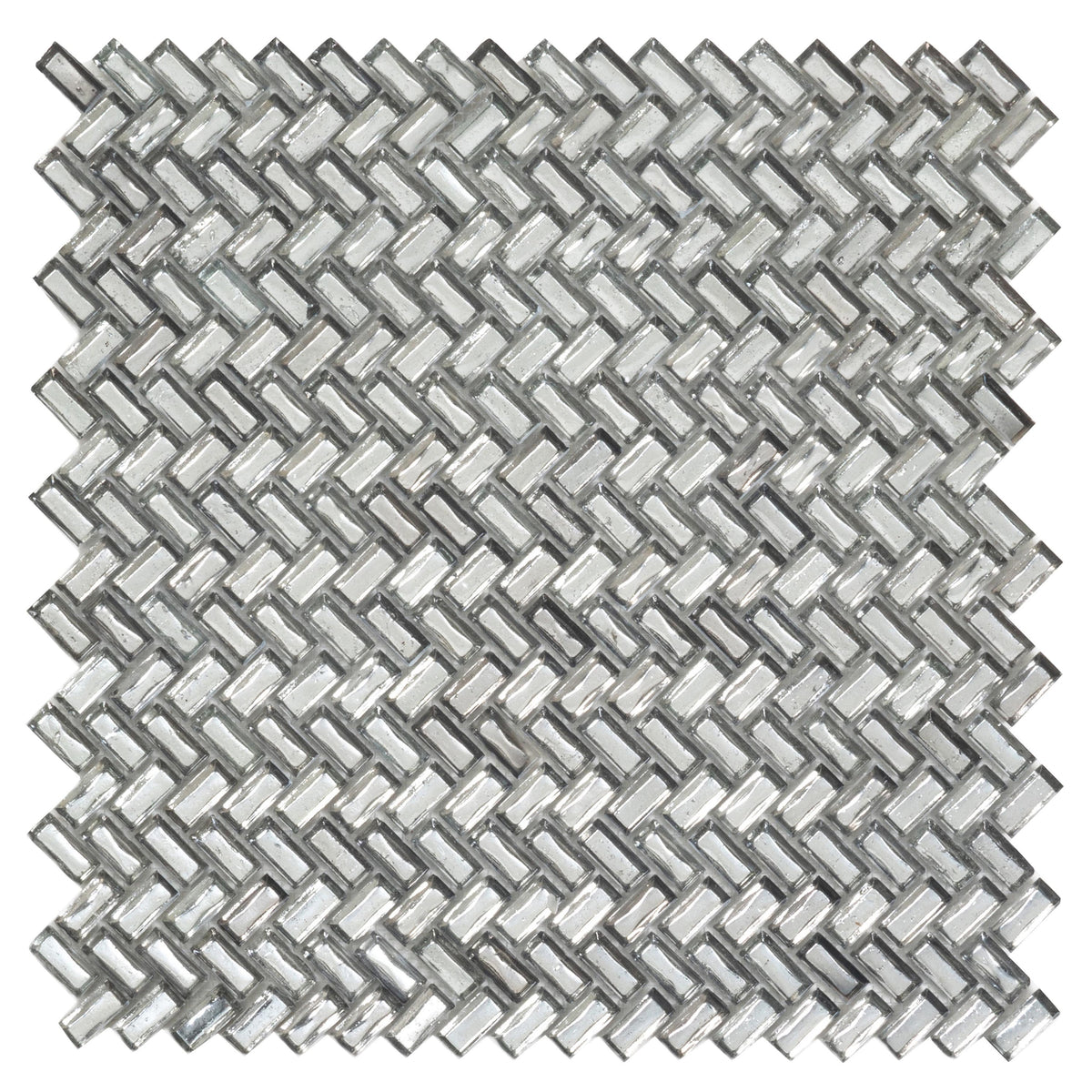 Apollo Tile Majeste Silver 12-in x 12-in Matte Glass Herringbone Patterned Wall Tile (9.75-sq. ft/ Carton)