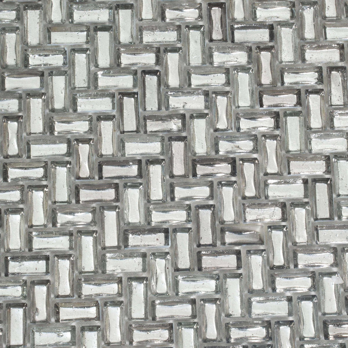 Apollo Tile Majeste Silver 12-in x 12-in Matte Glass Herringbone Patterned Wall Tile (9.75-sq. ft/ Carton)