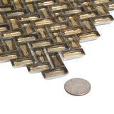 Apollo Tile (Sample) Majeste Gold 4-in x 4-in Matte Glass Herringbone Mosaic Floor and Wall Tile
