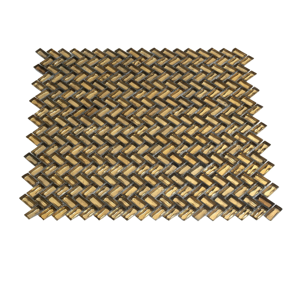 Apollo Tile (Sample) Majeste Gold 4-in x 4-in Matte Glass Herringbone Mosaic Floor and Wall Tile