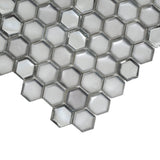 Apollo Tile (Sample) Majeste Silver 4-in x 4-in Matte Glass Honeycomb Patterned Floor and Wall Tile