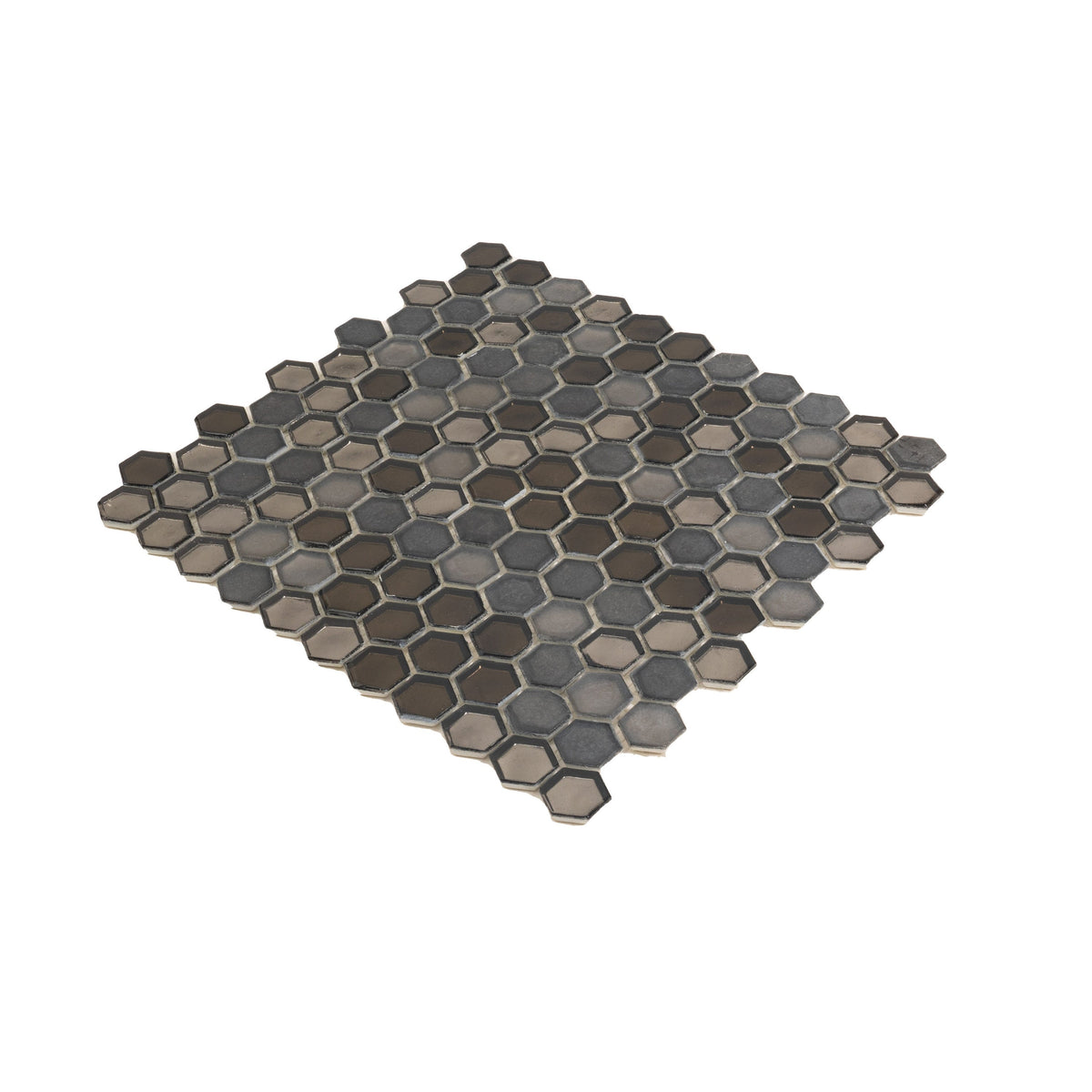 Apollo Tile (Sample) Majeste Silver and Black 4-in x 4-in Matte Glass Honeycomb Patterned Floor and Wall Tile