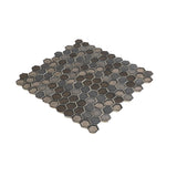 Apollo Tile (Sample) Majeste Silver and Black 4-in x 4-in Matte Glass Honeycomb Patterned Floor and Wall Tile