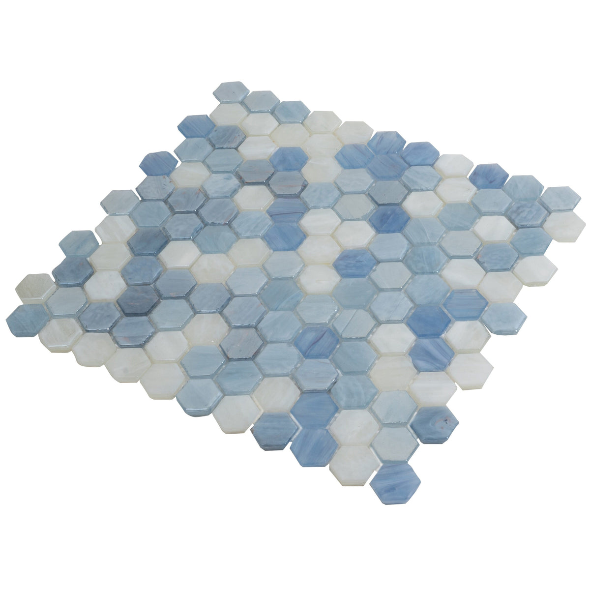 Apollo Tile Moonstone Blue 10-in x 11-in Glossy Glass Hexagon Floor and Wall Tile (8.63-sq. ft/ Carton)