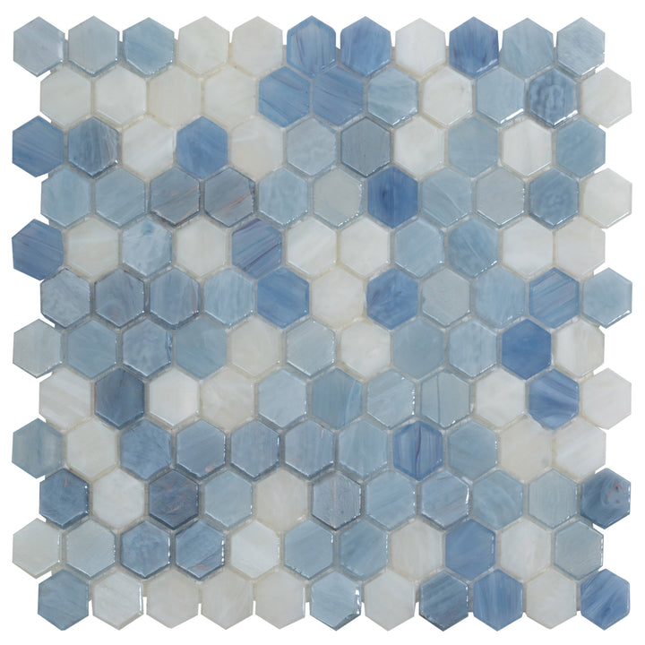 Apollo Tile Moonstone Blue 10-in x 11-in Glossy Glass Hexagon Floor and Wall Tile (8.63-sq. ft/ Carton)