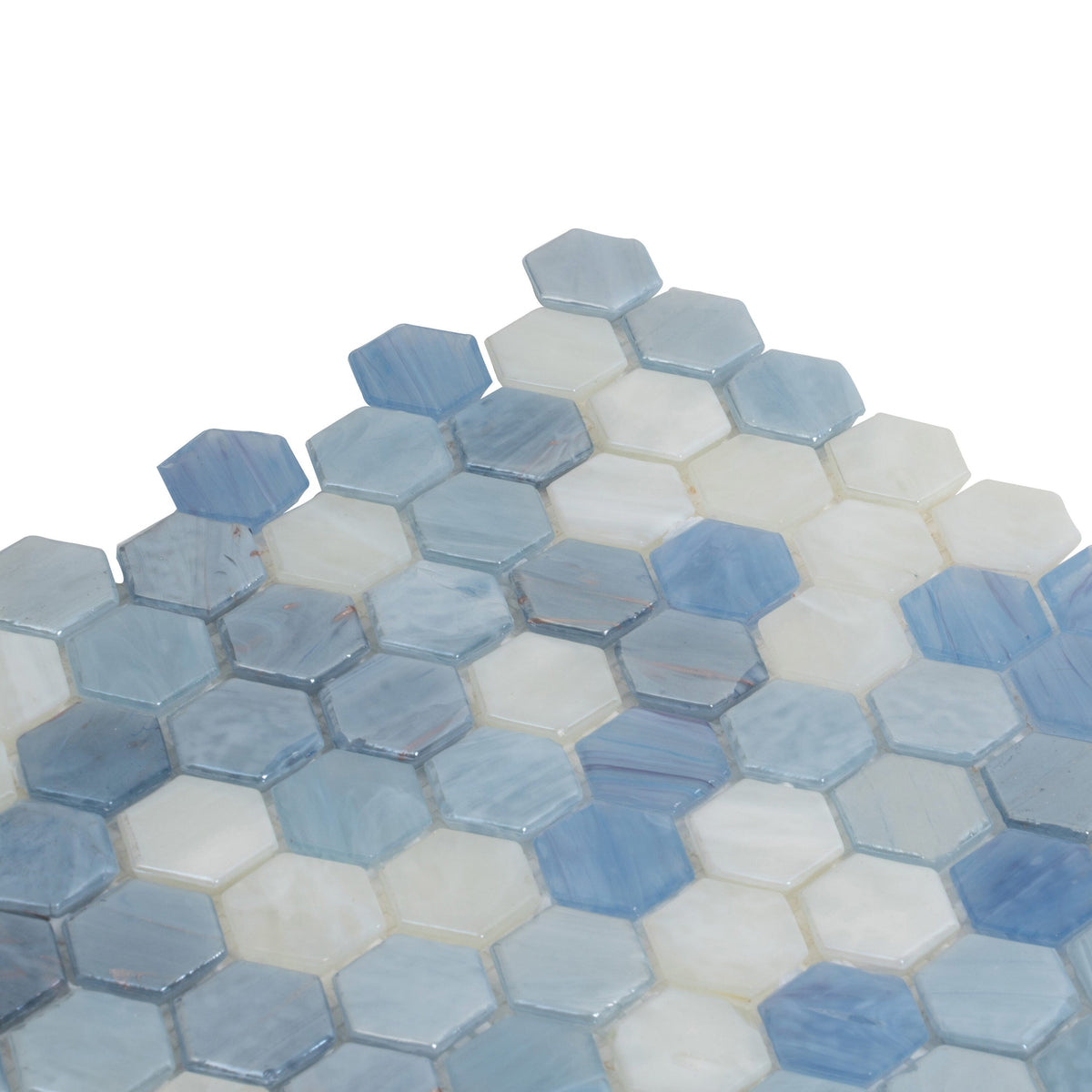 Apollo Tile Moonstone Blue 10-in x 11-in Glossy Glass Hexagon Floor and Wall Tile (8.63-sq. ft/ Carton)
