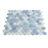 Apollo Tile Moonstone Blue 10-in x 11-in Glossy Glass Hexagon Floor and Wall Tile (8.63-sq. ft/ Carton)