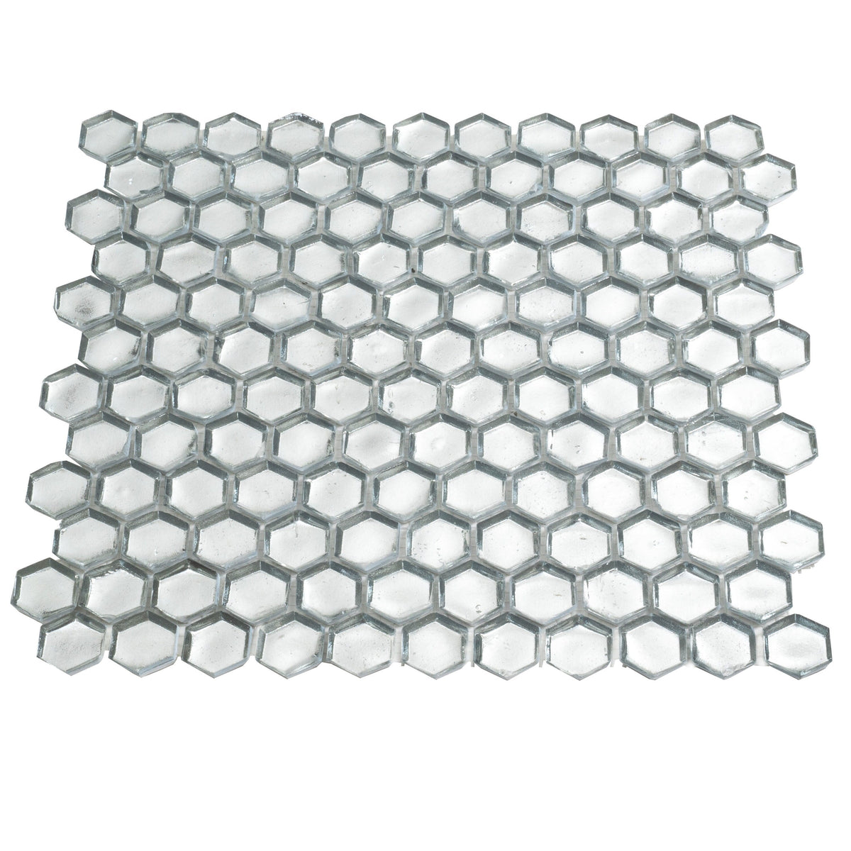 Apollo Tile (Sample) Majeste Glossy Silver 4-in x 4-in Matte Glass Honeycomb Mosaic Floor and Wall Tile