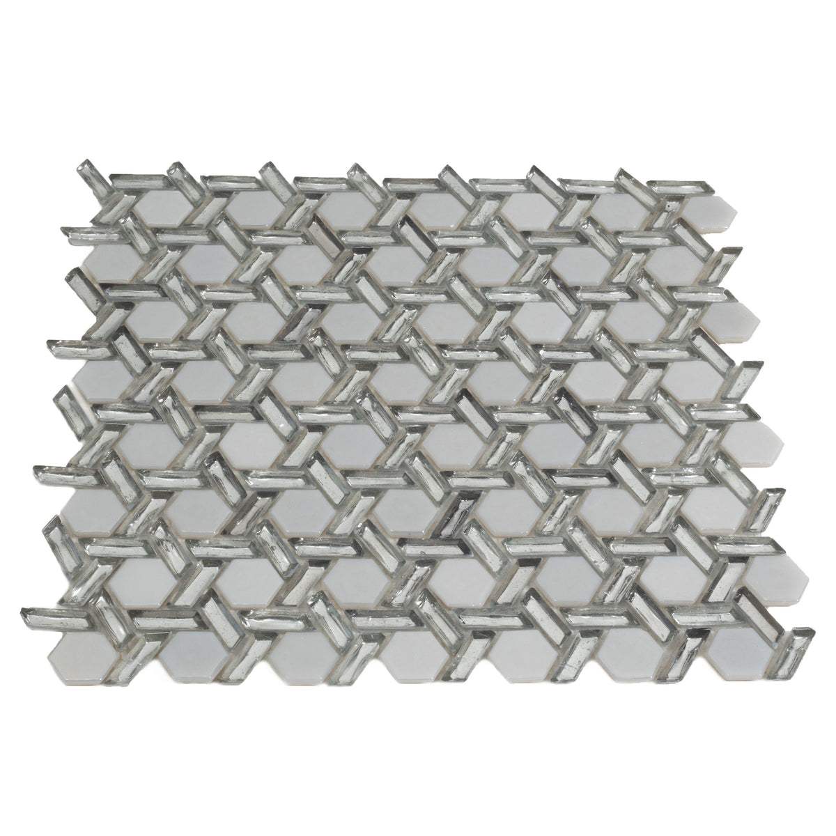 Apollo Tile (Sample) Majeste Silver 4-in x 4-in Glossy Glass Honeycomb Patterned Wall Tile