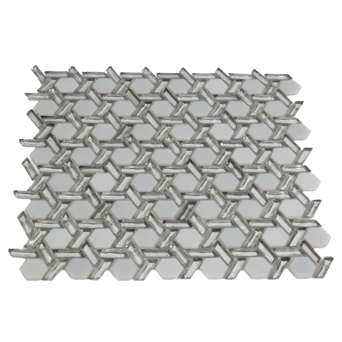 Apollo Tile Majeste Silver 12-in x 12-in Glossy Glass Hexagon Patterned Wall Tile (9.67-sq. ft/ Carton)