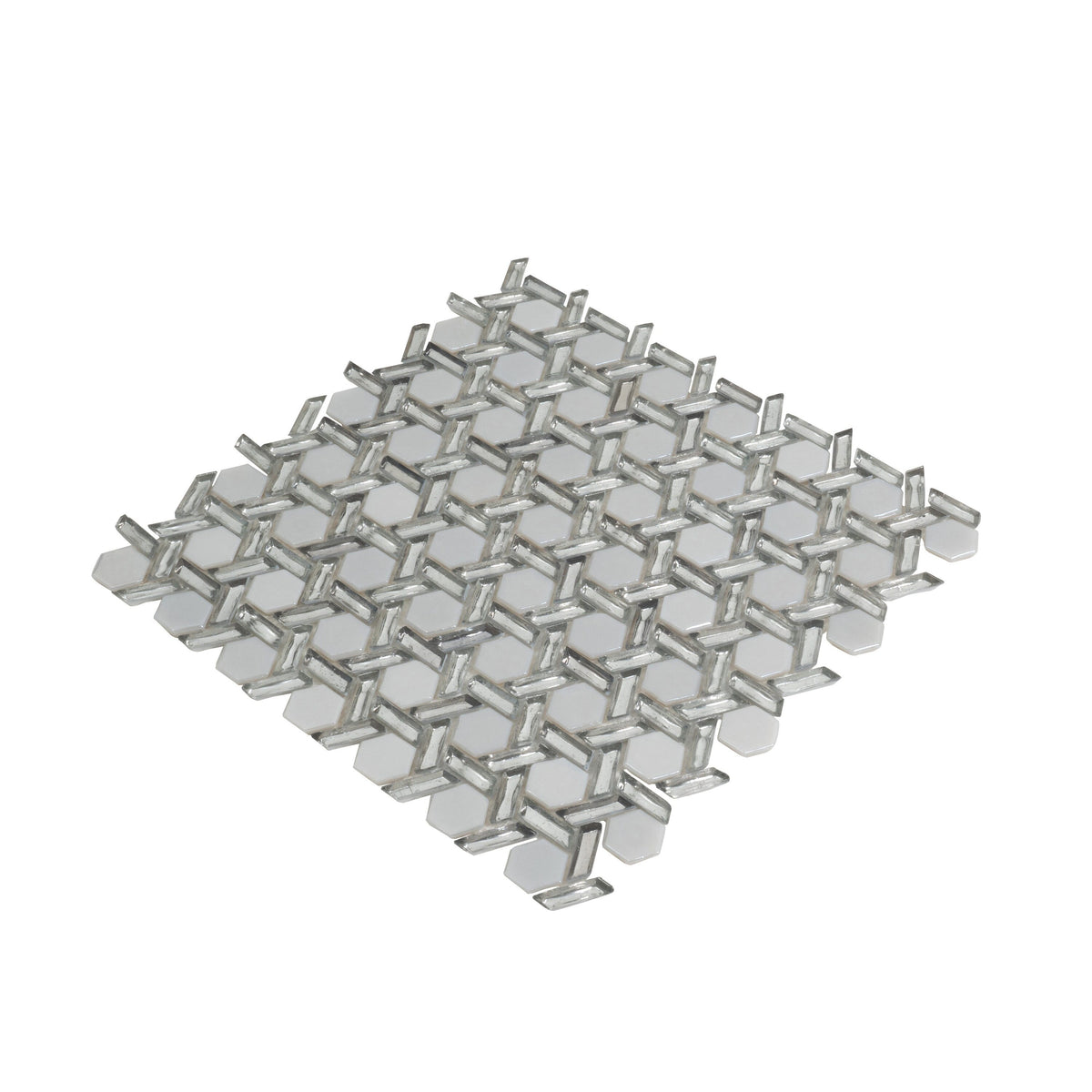 Apollo Tile Majeste Silver 12-in x 12-in Glossy Glass Hexagon Patterned Wall Tile (9.67-sq. ft/ Carton)
