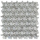 Apollo Tile (Sample) Majeste Silver 4-in x 4-in Glossy Glass Honeycomb Patterned Wall Tile