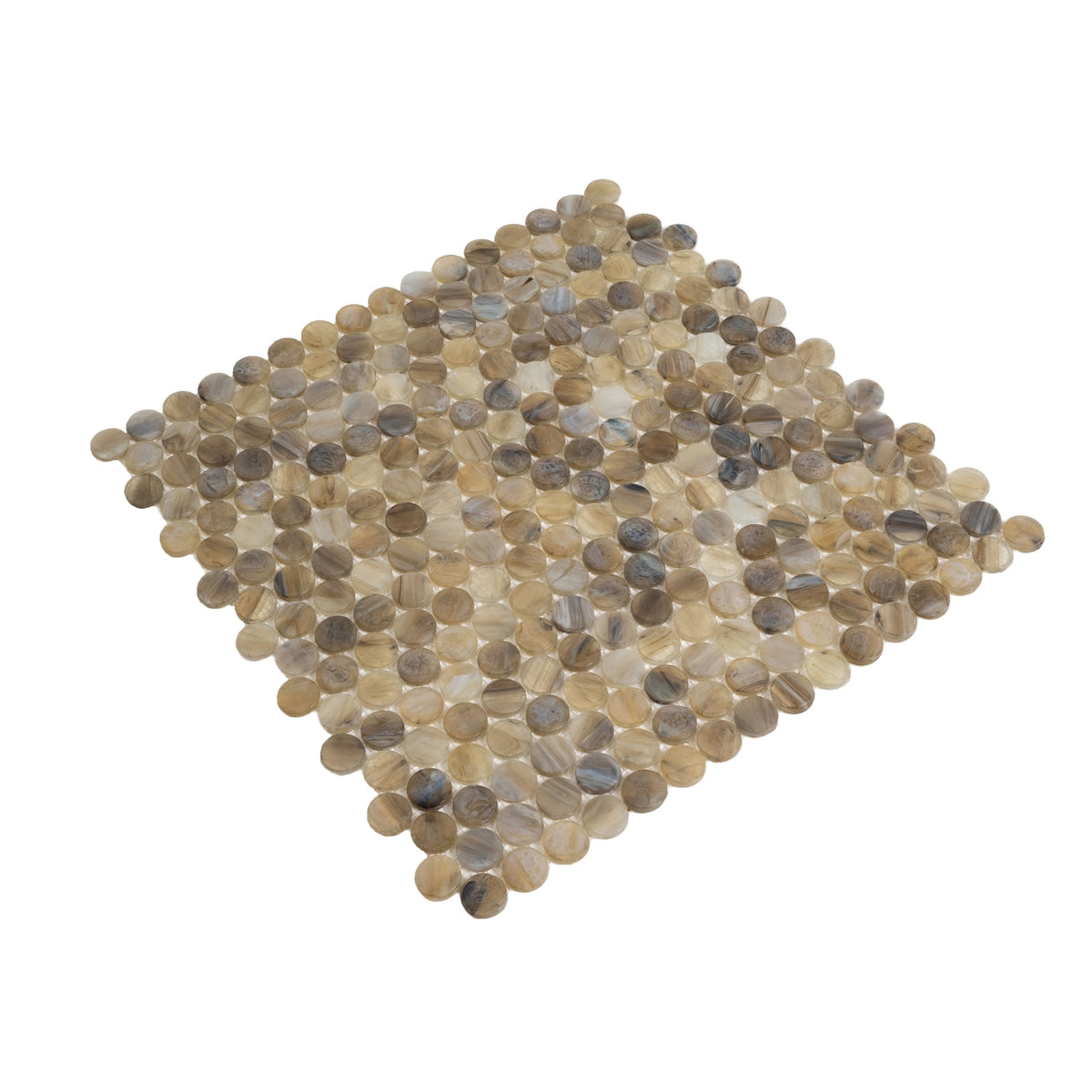 Apollo Tile Majeste Brown 12-in x 12-in Glossy Glass Penny Round Patterned Floor and Wall Tile (10.34-sq. ft/ Carton)