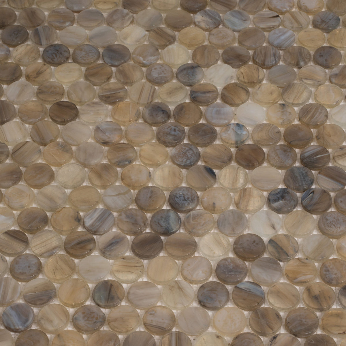 Apollo Tile Majeste Brown 12-in x 12-in Glossy Glass Penny Round Patterned Floor and Wall Tile (10.34-sq. ft/ Carton)
