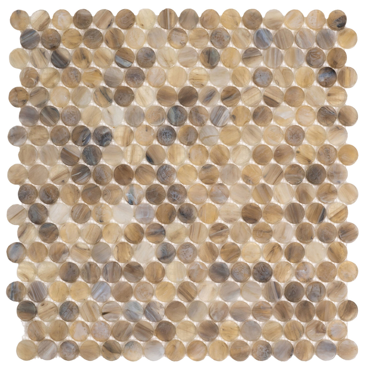 Apollo Tile (Sample) Majeste Brown 4-in x 4-in Glossy Glass Penny Round Mosaic Floor and Wall Tile